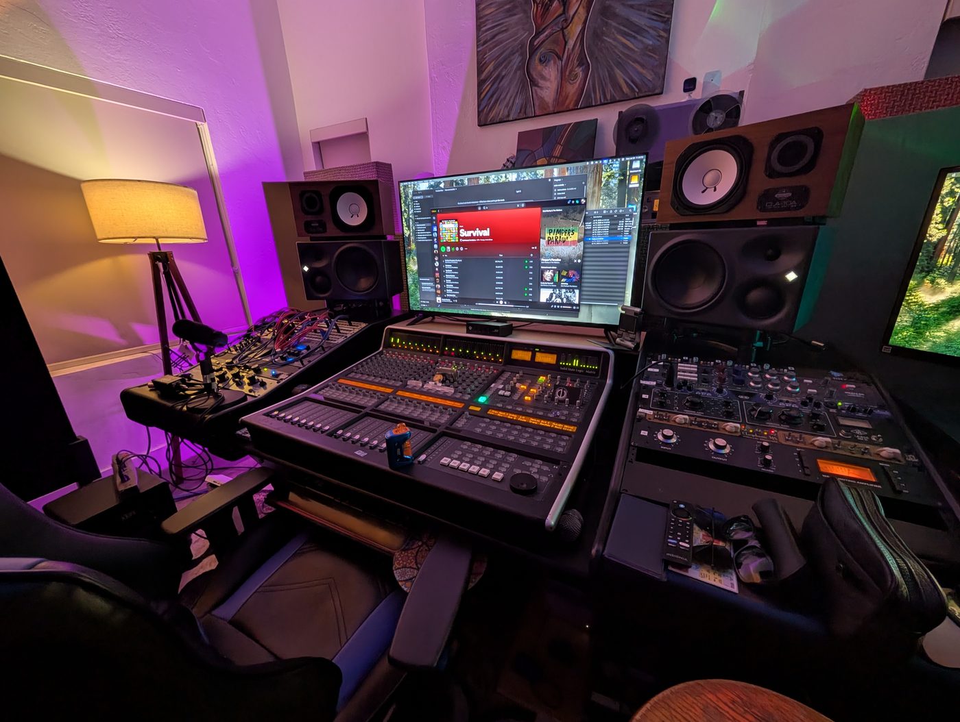 SSL Matrix console and studio monitors at Echo's Miami studio